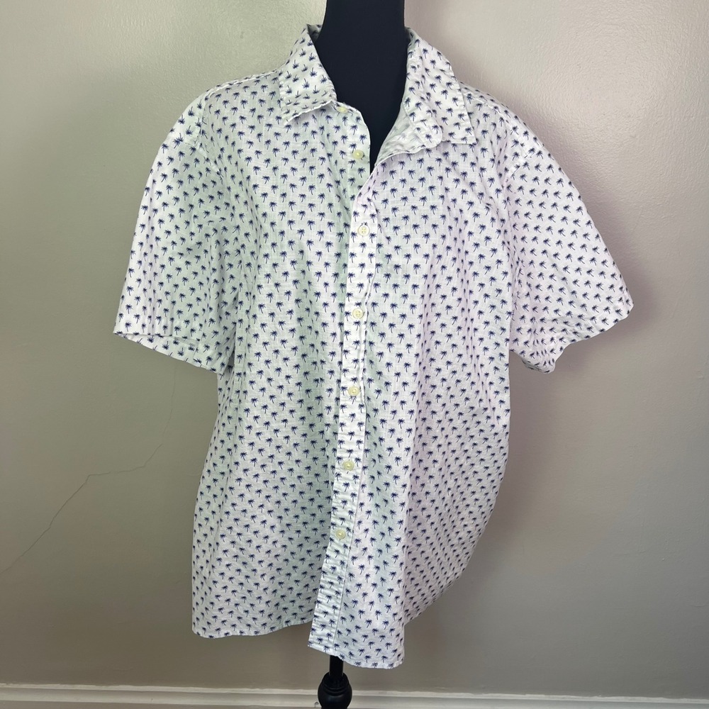 Goodfellow & Co Button Down Shirt XXL White Palm Tree Tropical Beach Summer